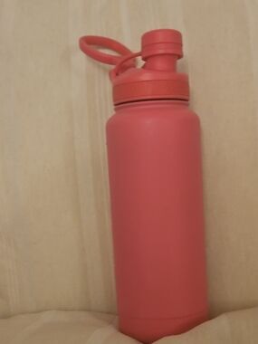 Matte Coral Insulated Sport Water Bottle with Carry Loop
